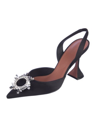 Amina Muaddi Begum Satin Slingback Pumps