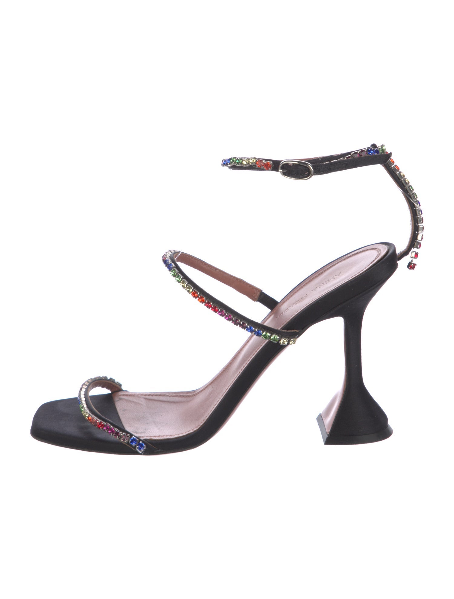 Amina Muaddi Satin Crystal Embellishments Sandals