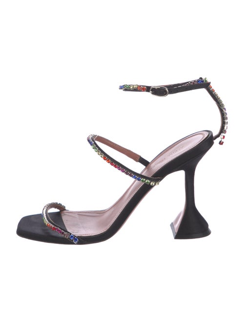 Amina Muaddi Satin Crystal Embellishments Sandals