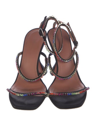 Amina Muaddi Satin Crystal Embellishments Sandals