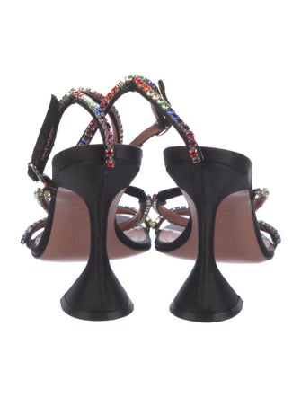Amina Muaddi Satin Crystal Embellishments Sandals