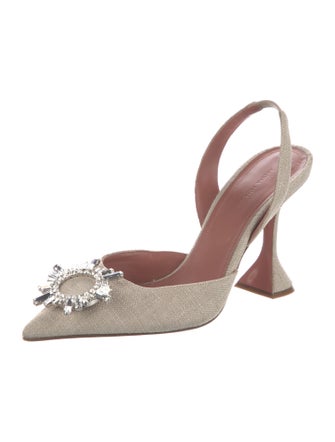 Amina Muaddi Begum Canvas Slingback Pumps