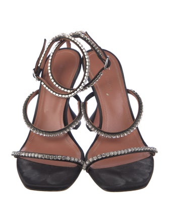 Amina Muaddi Satin Crystal Embellishments Sandals