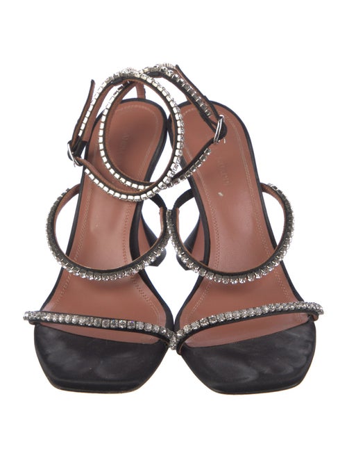 Amina Muaddi Satin Crystal Embellishments Sandals