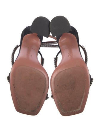 Amina Muaddi Satin Crystal Embellishments Sandals