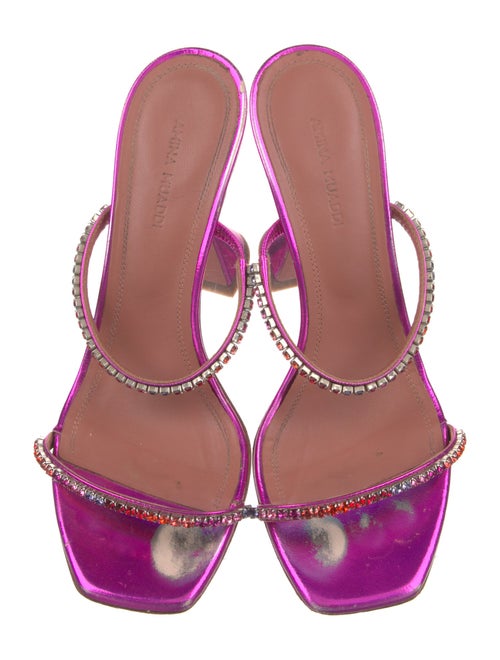 Amina Muaddi Patent Leather Crystal Embellishments Slides