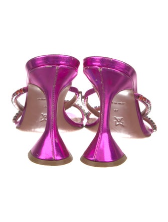 Amina Muaddi Patent Leather Crystal Embellishments Slides