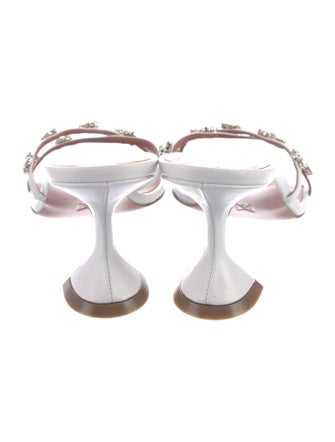 Amina Muaddi Leather Crystal Embellishments Slides