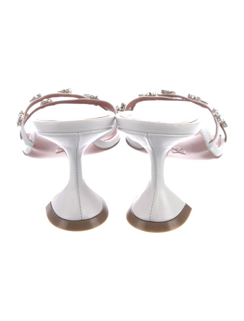 Amina Muaddi Leather Crystal Embellishments Slides