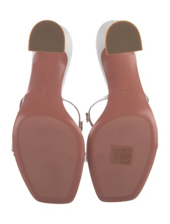 Amina Muaddi Leather Crystal Embellishments Slides