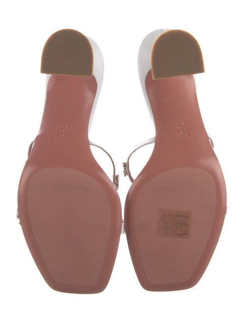 Amina Muaddi Leather Crystal Embellishments Slides