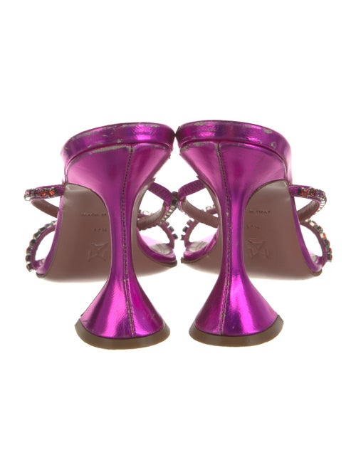 Amina Muaddi Leather Crystal Embellishments Slides