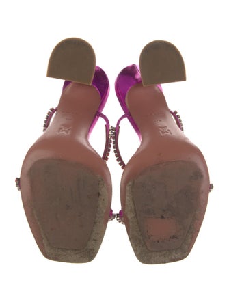 Amina Muaddi Leather Crystal Embellishments Slides