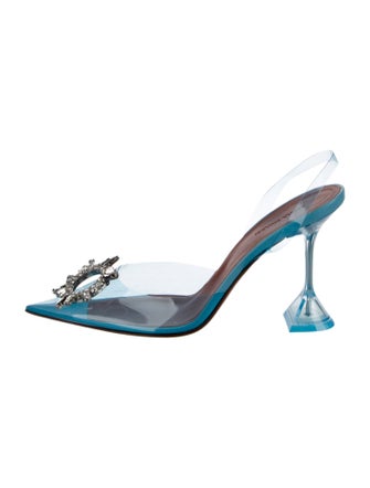 Amina Muaddi PVC Crystal Embellishments Slingback Pumps