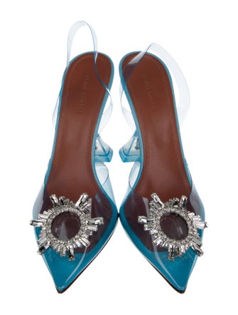 Amina Muaddi PVC Crystal Embellishments Slingback Pumps