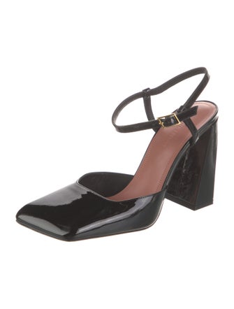 Amina Muaddi Patent Leather Slingback Pumps