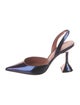 Amina Muaddi Holli Patent Leather Slingback Pumps