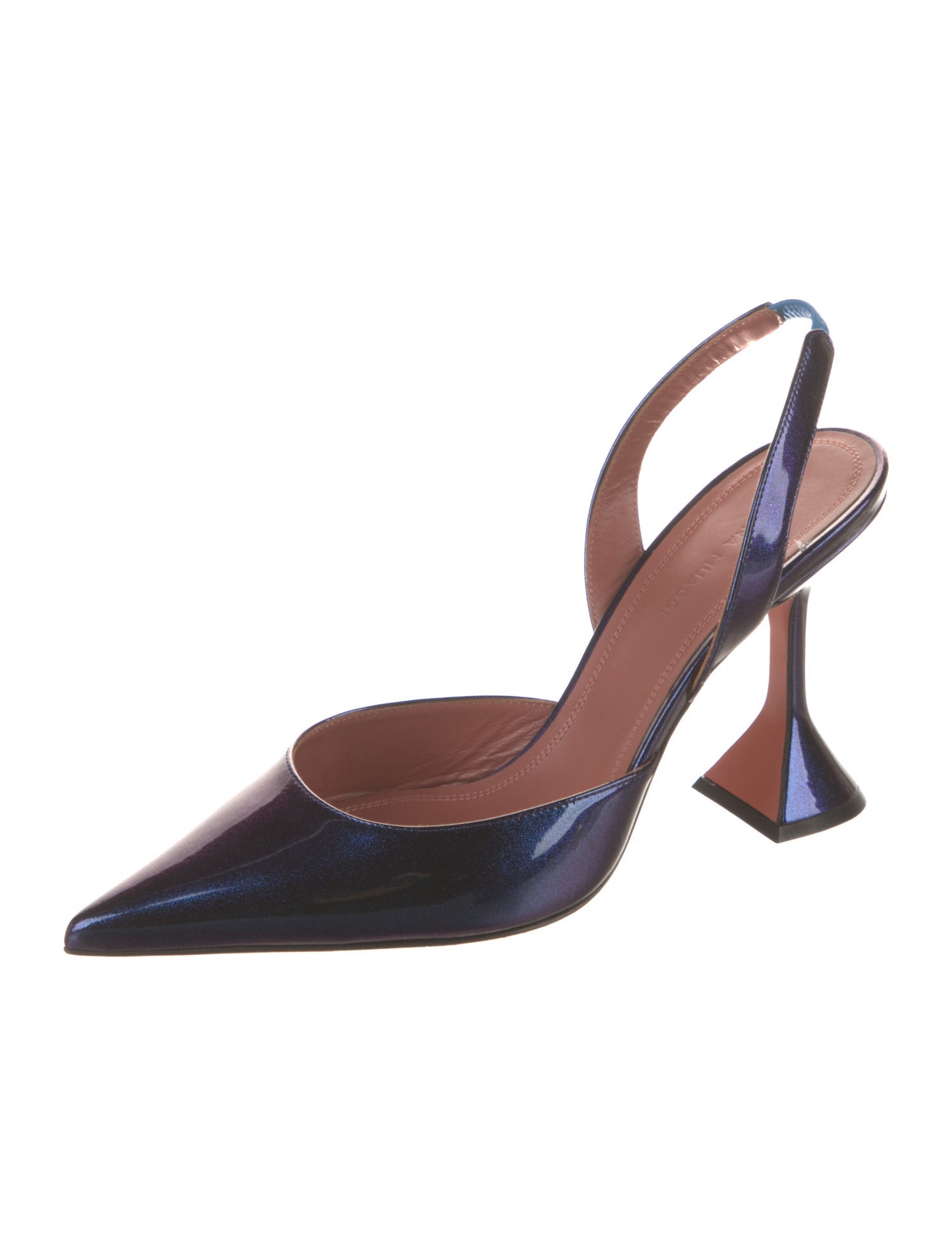 Amina Muaddi Holli Patent Leather Slingback Pumps