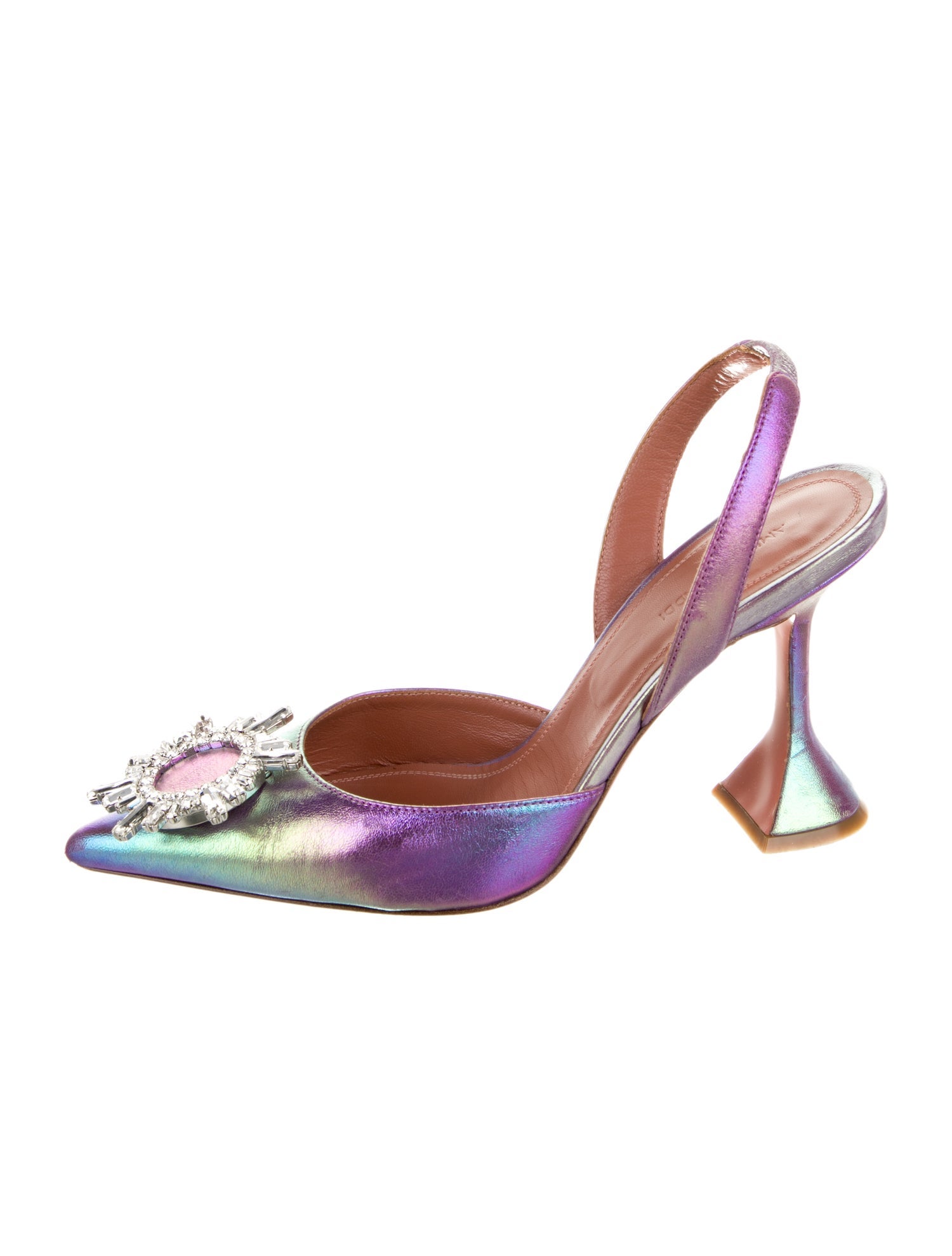 Amina Muaddi Begum Leather Slingback Pumps