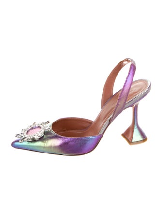 Amina Muaddi Begum Leather Slingback Pumps