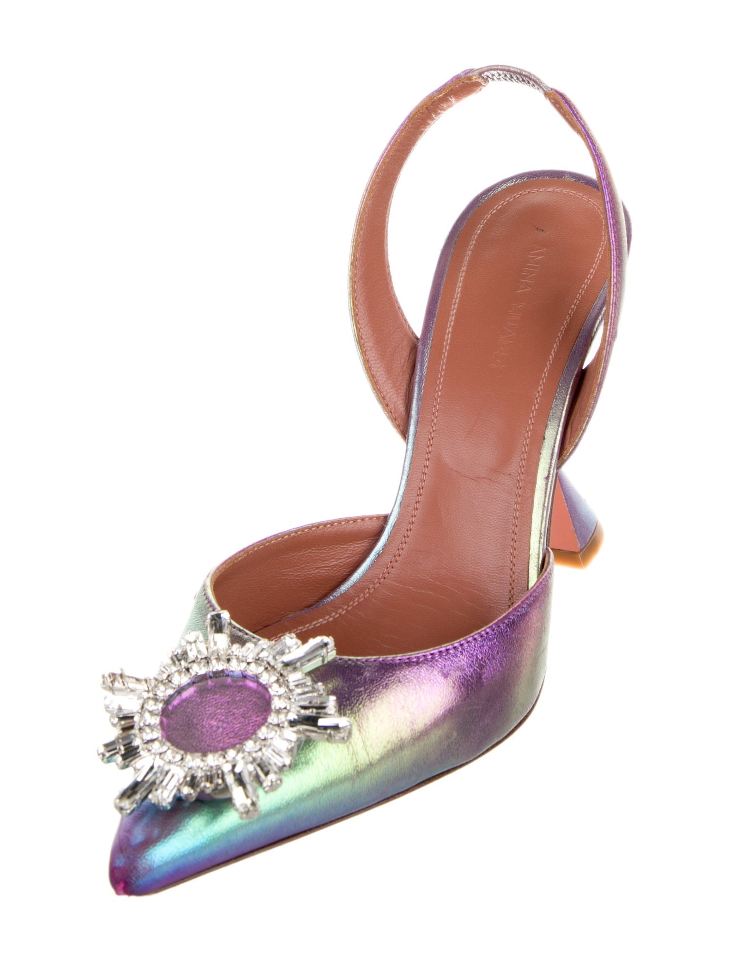 Amina Muaddi Begum Leather Slingback Pumps