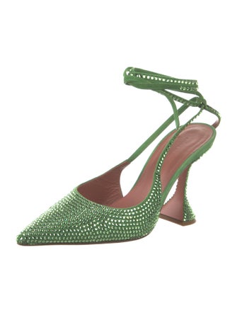 Amina Muaddi Karma Crystal Slingback Pumps