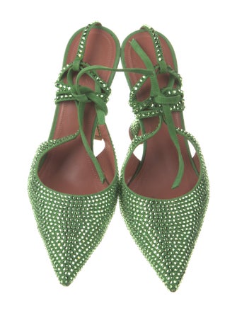 Amina Muaddi Karma Crystal Slingback Pumps