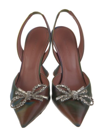 Amina Muaddi Rosie Bow Accents Slingback Pumps