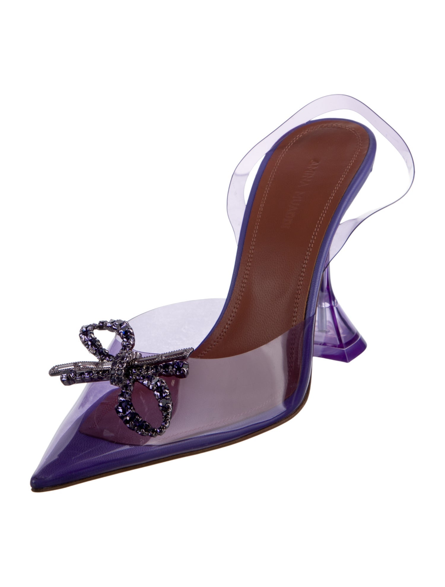 Amina Muaddi PVC Bow Accents D'Orsay Pumps