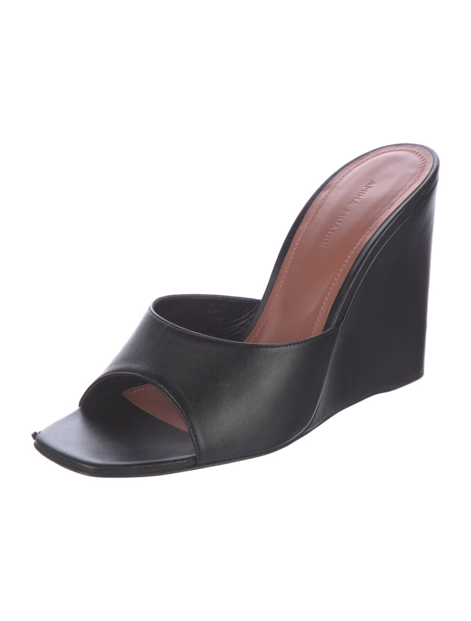 Amina Muaddi Leather Slides