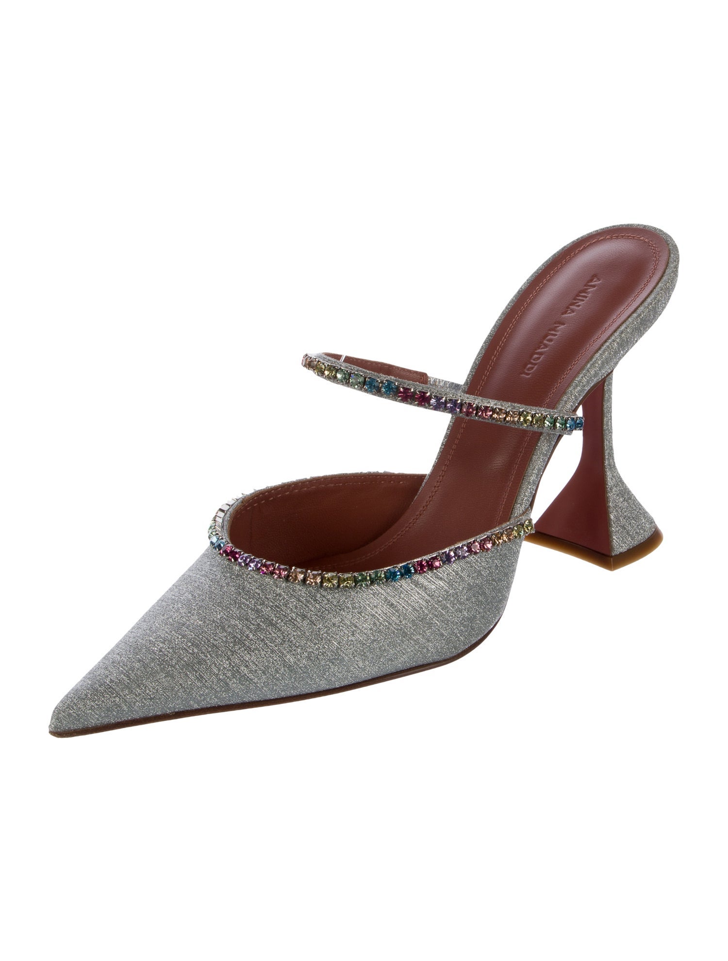Amina Muaddi Glitter Crystal Embellishments Mules