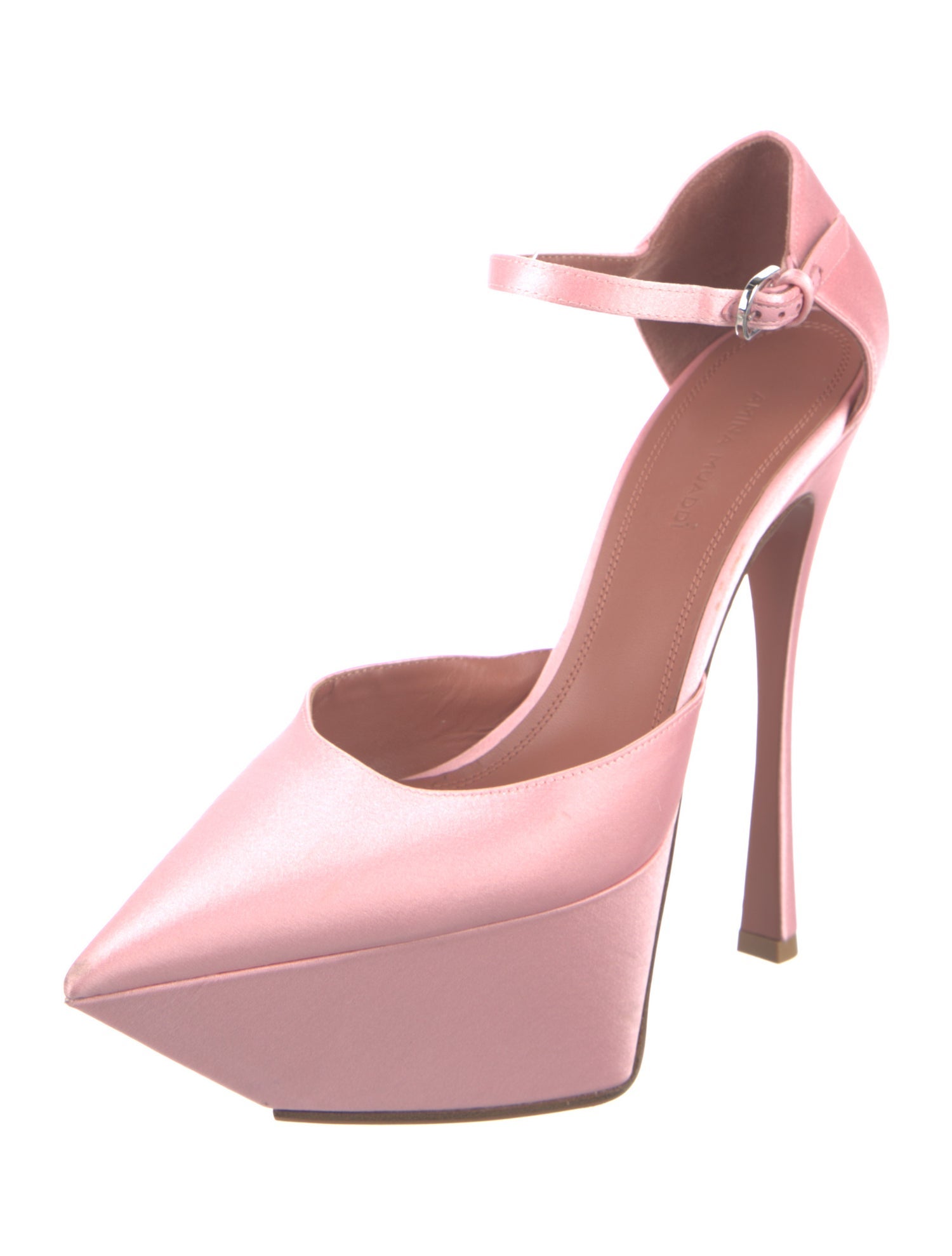 Amina Muaddi Angelica Satin D'Orsay Pumps