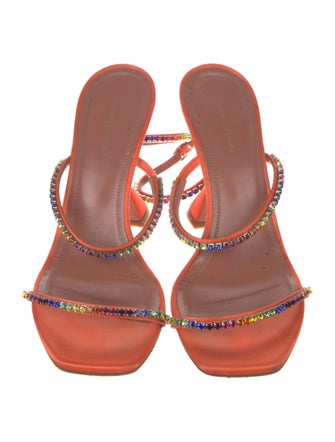 Amina Muaddi Satin Printed Sandals