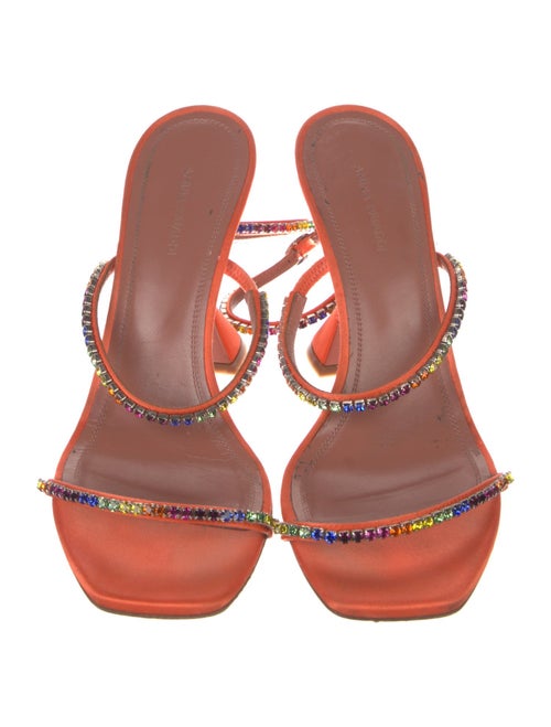 Amina Muaddi Satin Printed Sandals