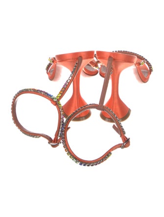 Amina Muaddi Satin Printed Sandals