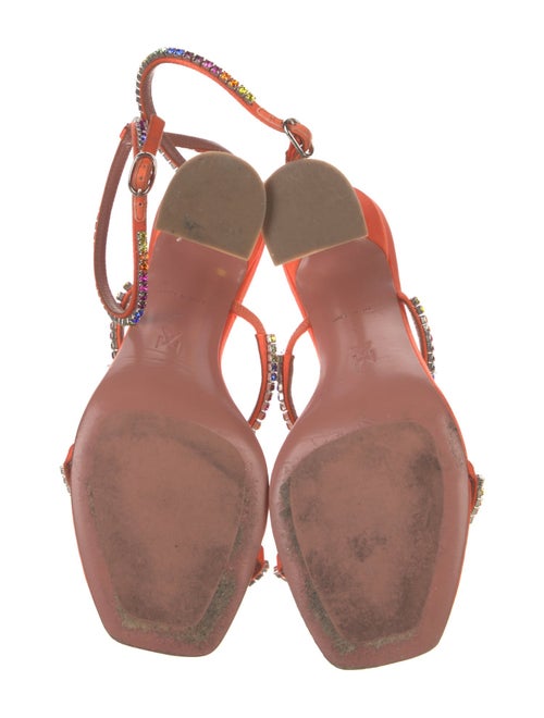 Amina Muaddi Satin Printed Sandals