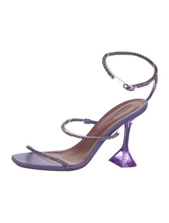 Amina Muaddi Leather Crystal Embellishments Sandals