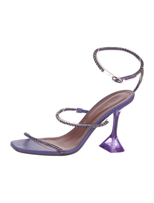 Amina Muaddi Leather Crystal Embellishments Sandals