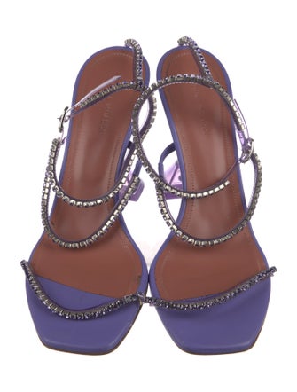 Amina Muaddi Leather Crystal Embellishments Sandals