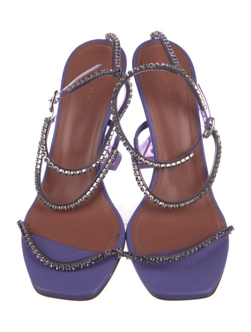 Amina Muaddi Leather Crystal Embellishments Sandals