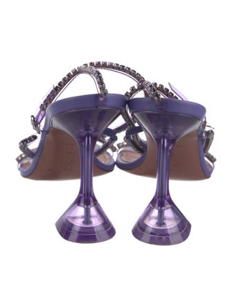 Amina Muaddi Leather Crystal Embellishments Sandals