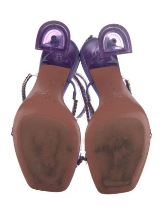 Amina Muaddi Leather Crystal Embellishments Sandals