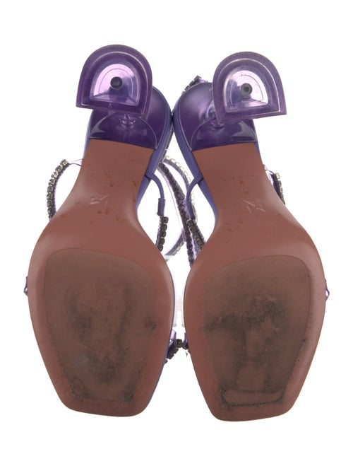 Amina Muaddi Leather Crystal Embellishments Sandals