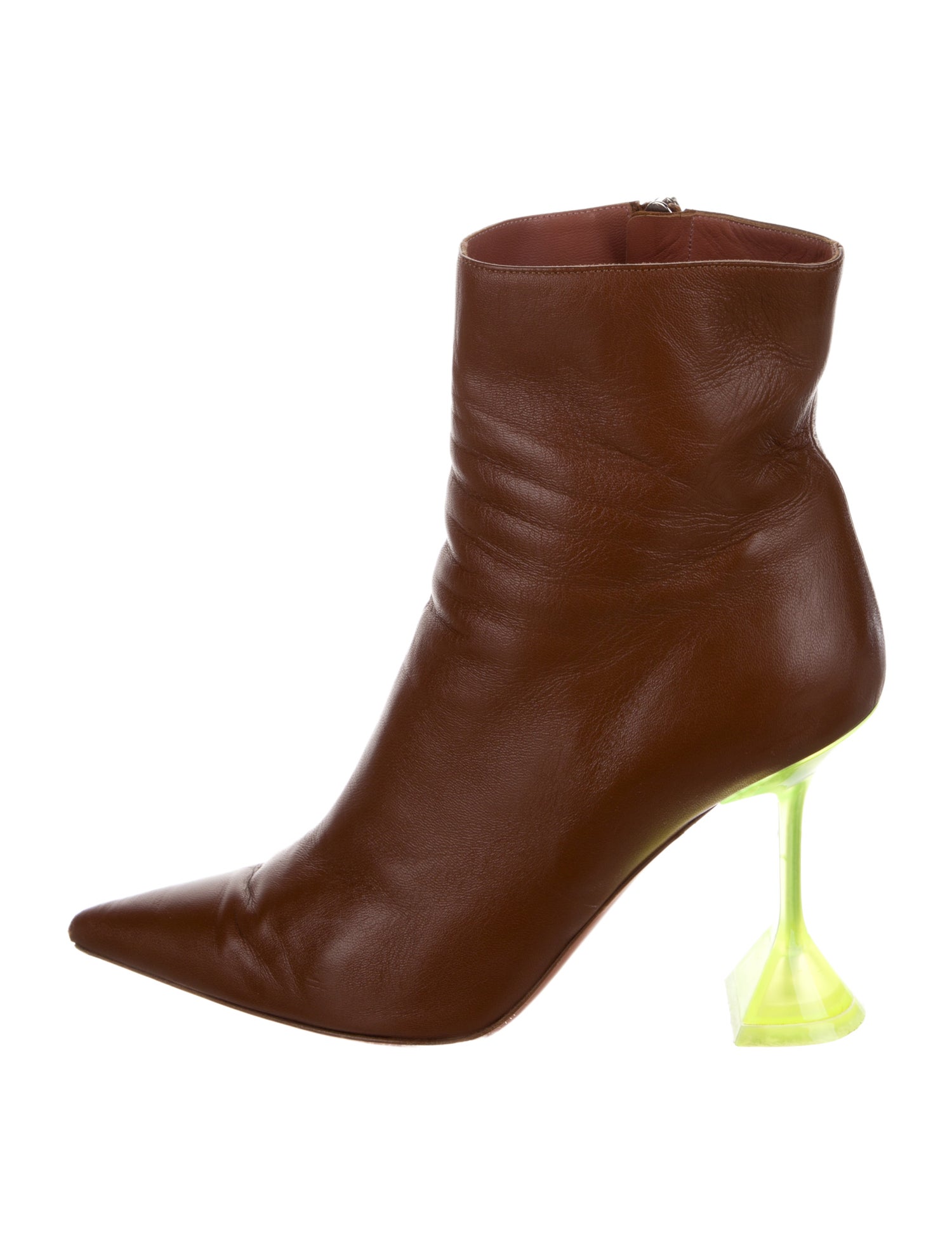 Amina Muaddi Leather Colorblock Pattern Boots