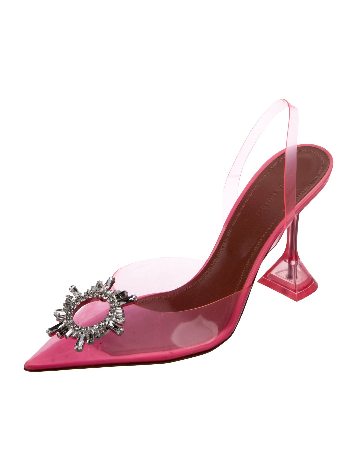 Amina Muaddi PVC Crystal Embellishments Slingback Pumps