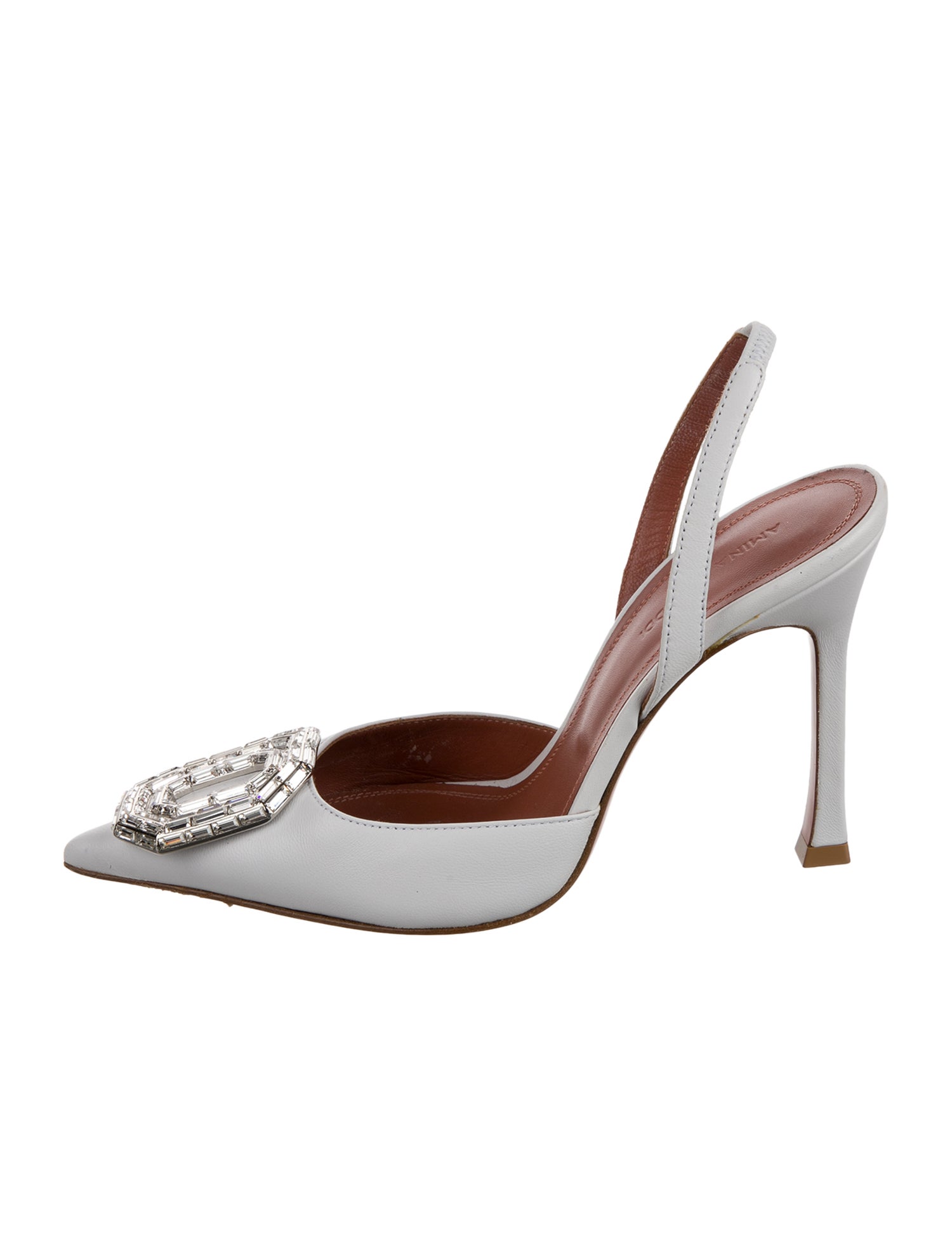 Amina Muaddi Camelia Leather Slingback Pumps