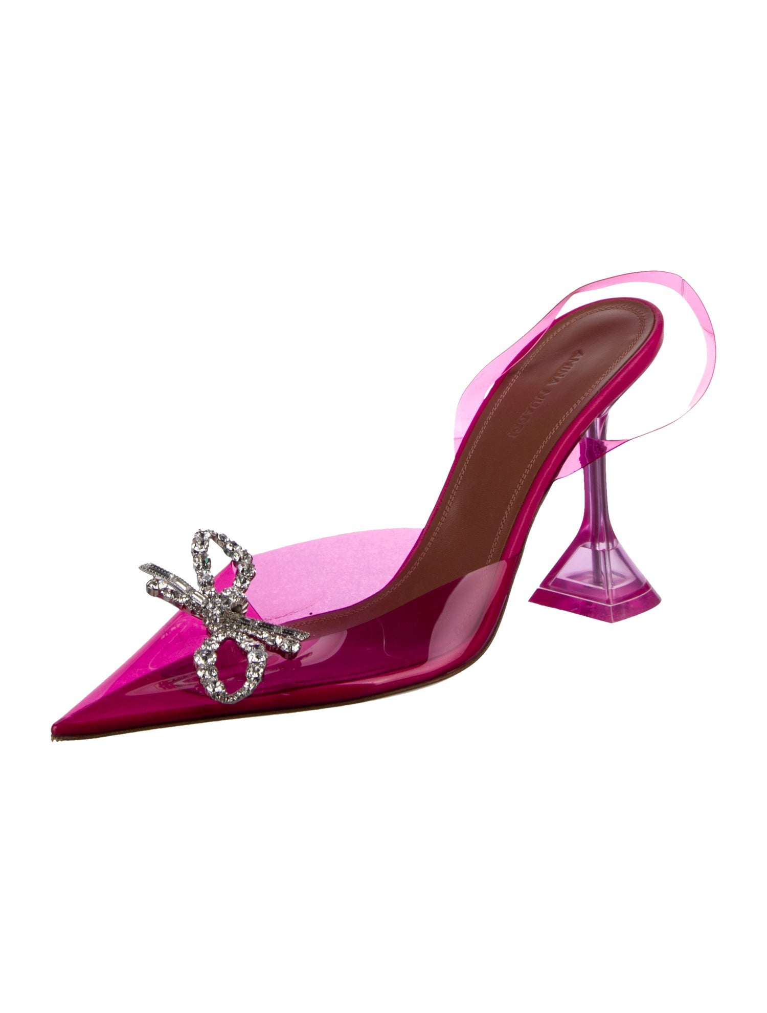 Amina Muaddi PVC Bow Accents Slingback Pumps