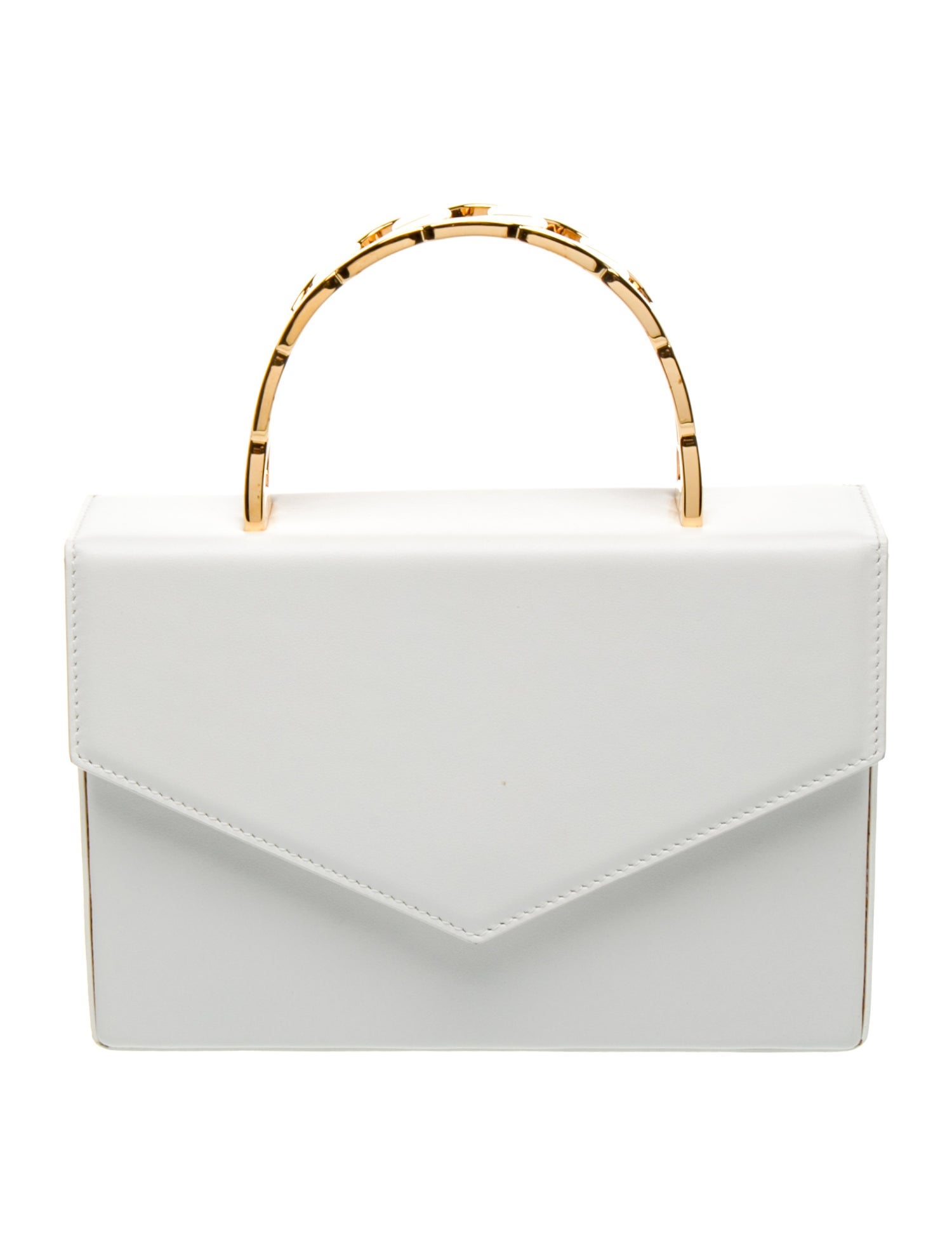 Amina Muaddi Leather Top Handle Bag