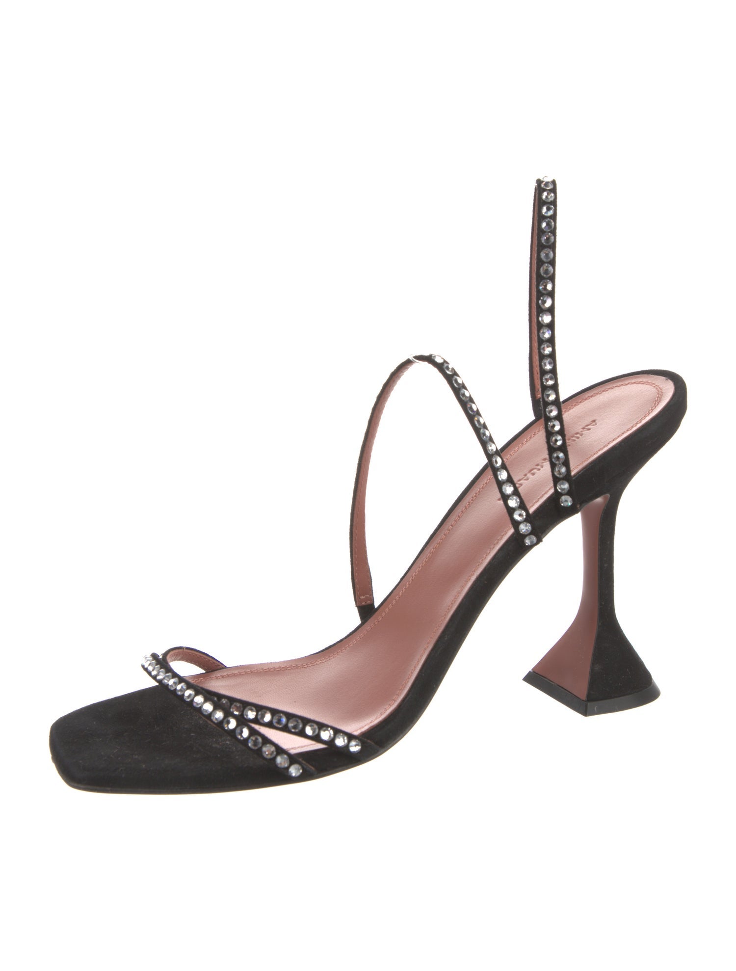 Amina Muaddi Suede Crystal Embellishments Slingback Sandals