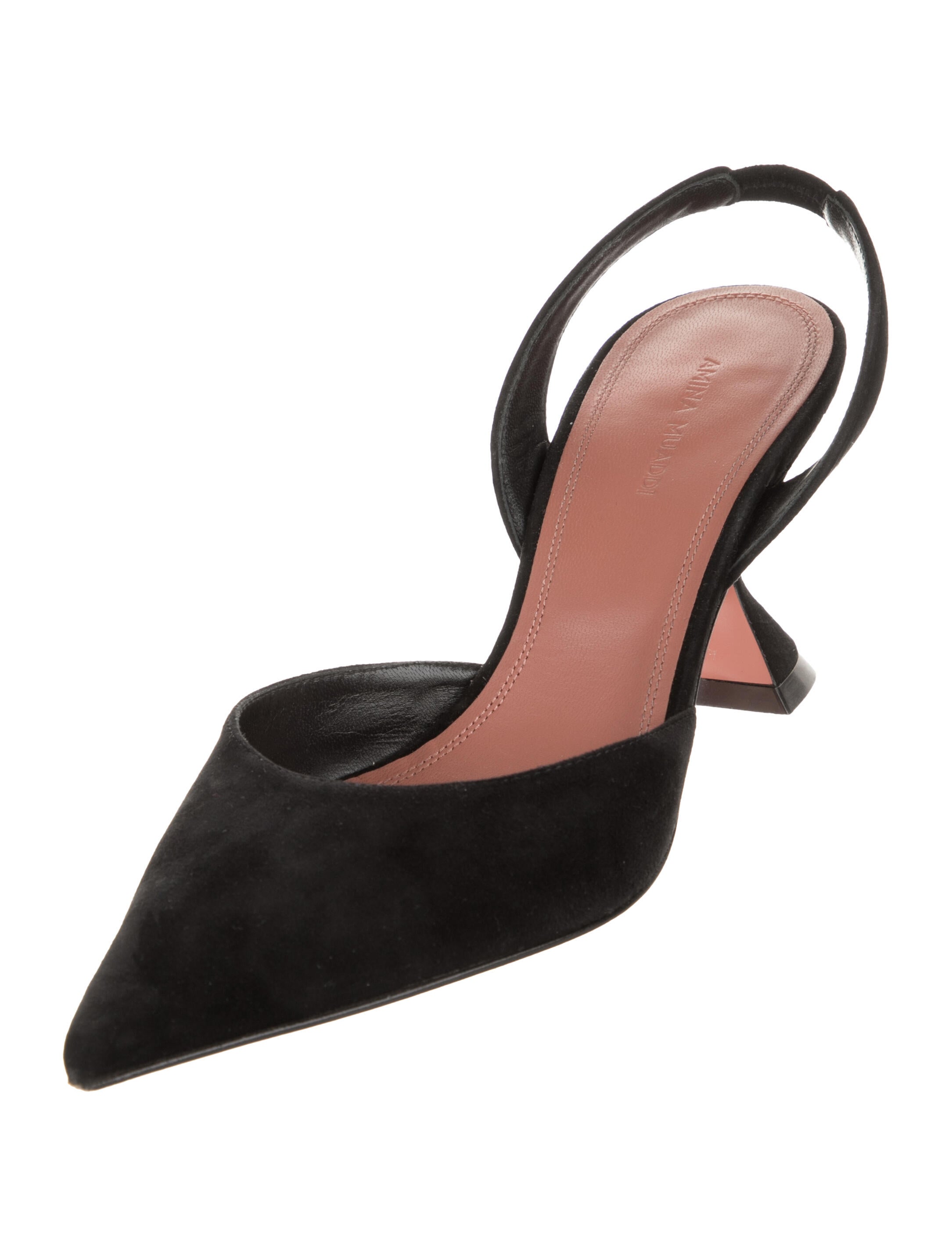 Amina Muaddi Suede Slingback Pumps
